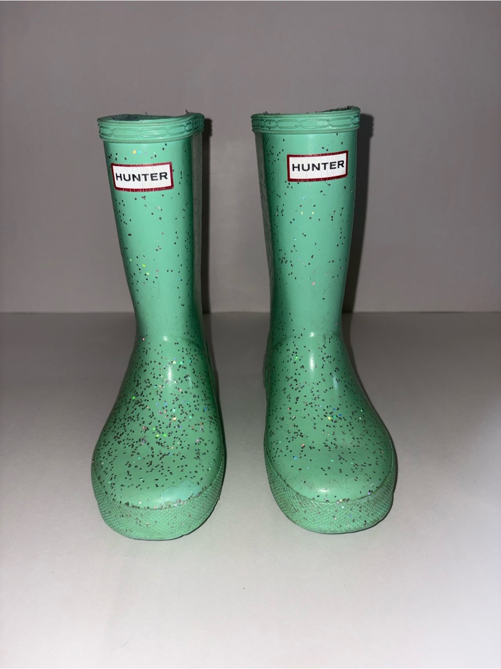 Hunter Kids Mint Green Glitter Rain Boots